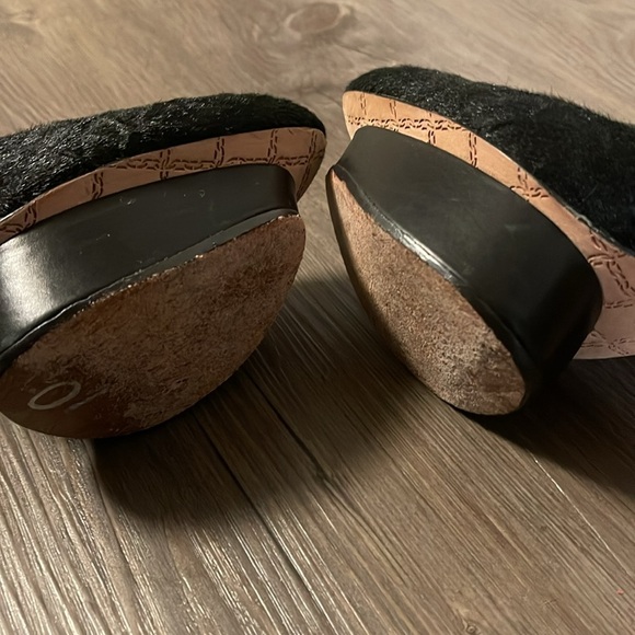 L.A.M.B Black Dyed Calf Hair Nikko Platform Heels Sz 6 - Picture 15 of 16